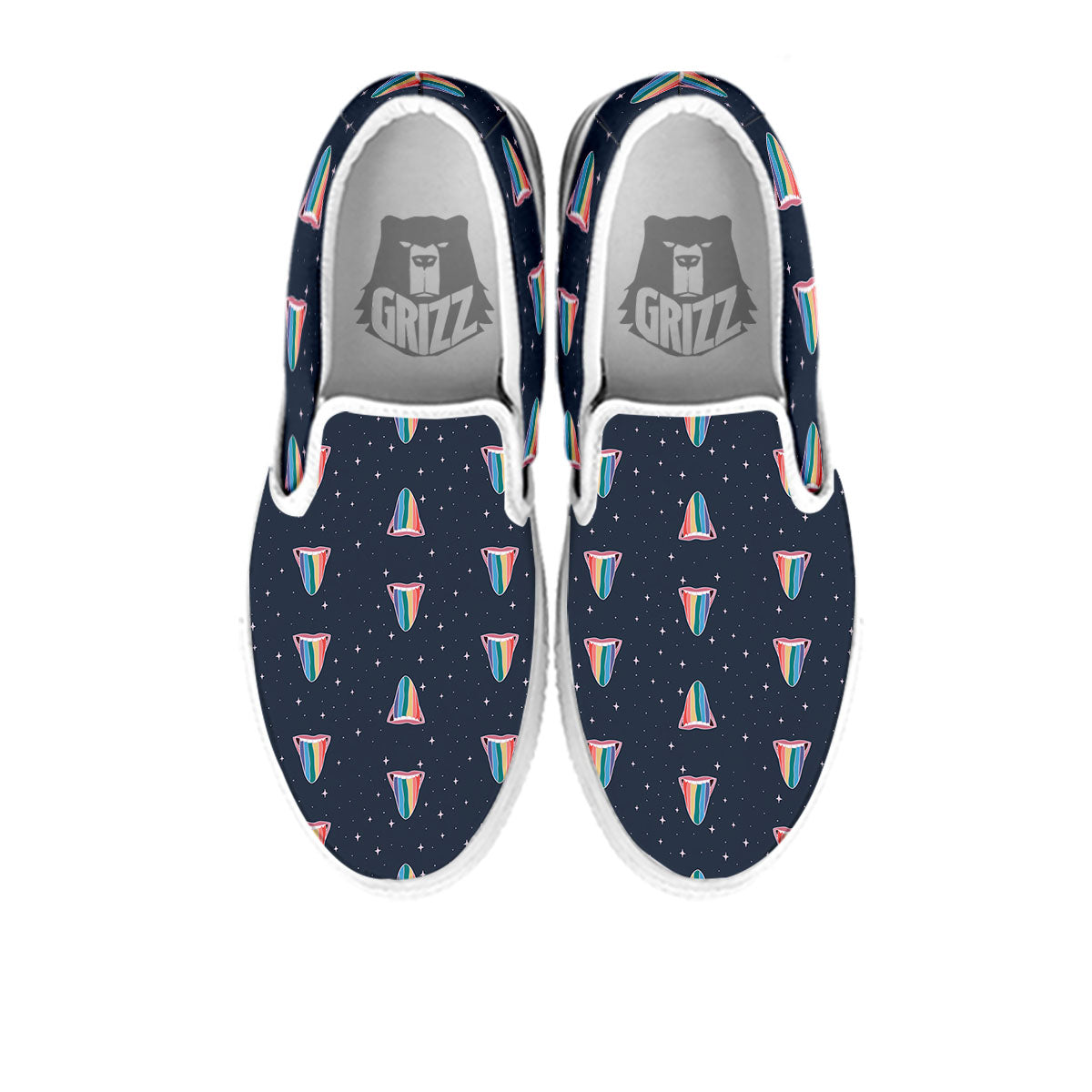 Tongue Gay Pride Print Pattern White Slip On Shoes-grizzshop