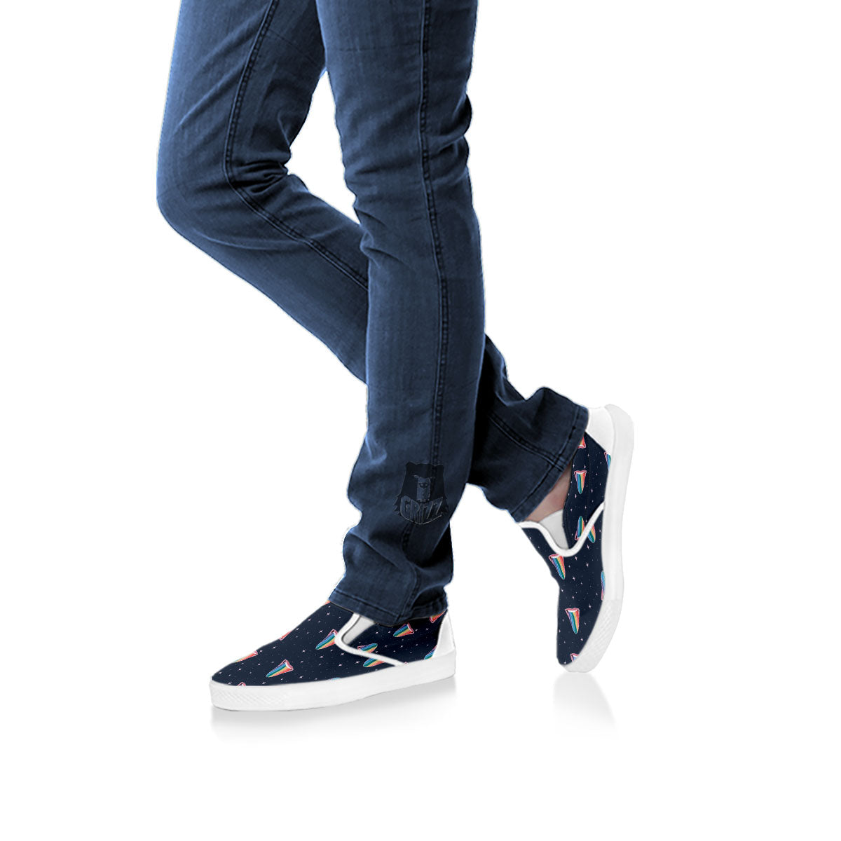 Tongue Gay Pride Print Pattern White Slip On Shoes-grizzshop