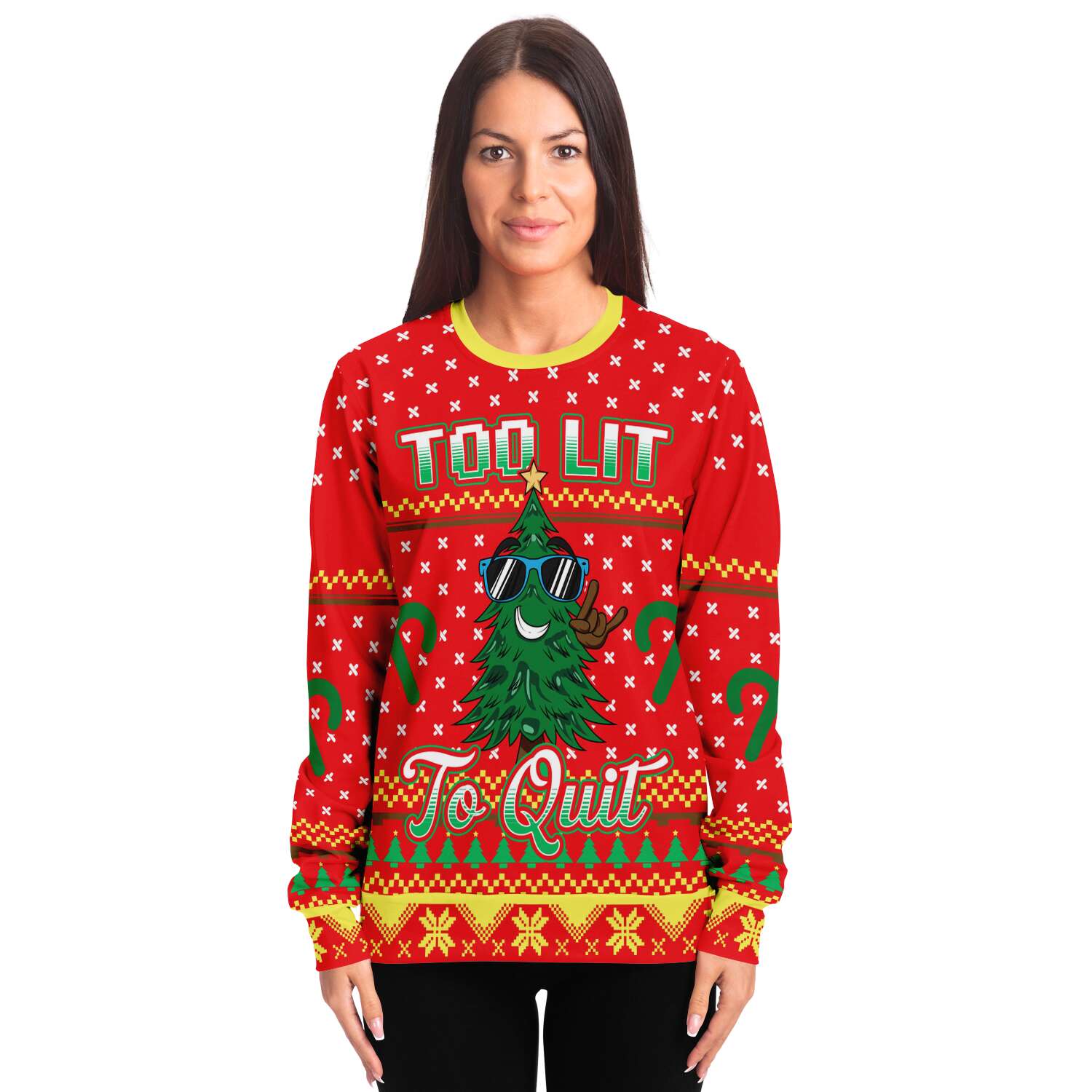 Too Lit To Quit Ugly Christmas Sweater-grizzshop