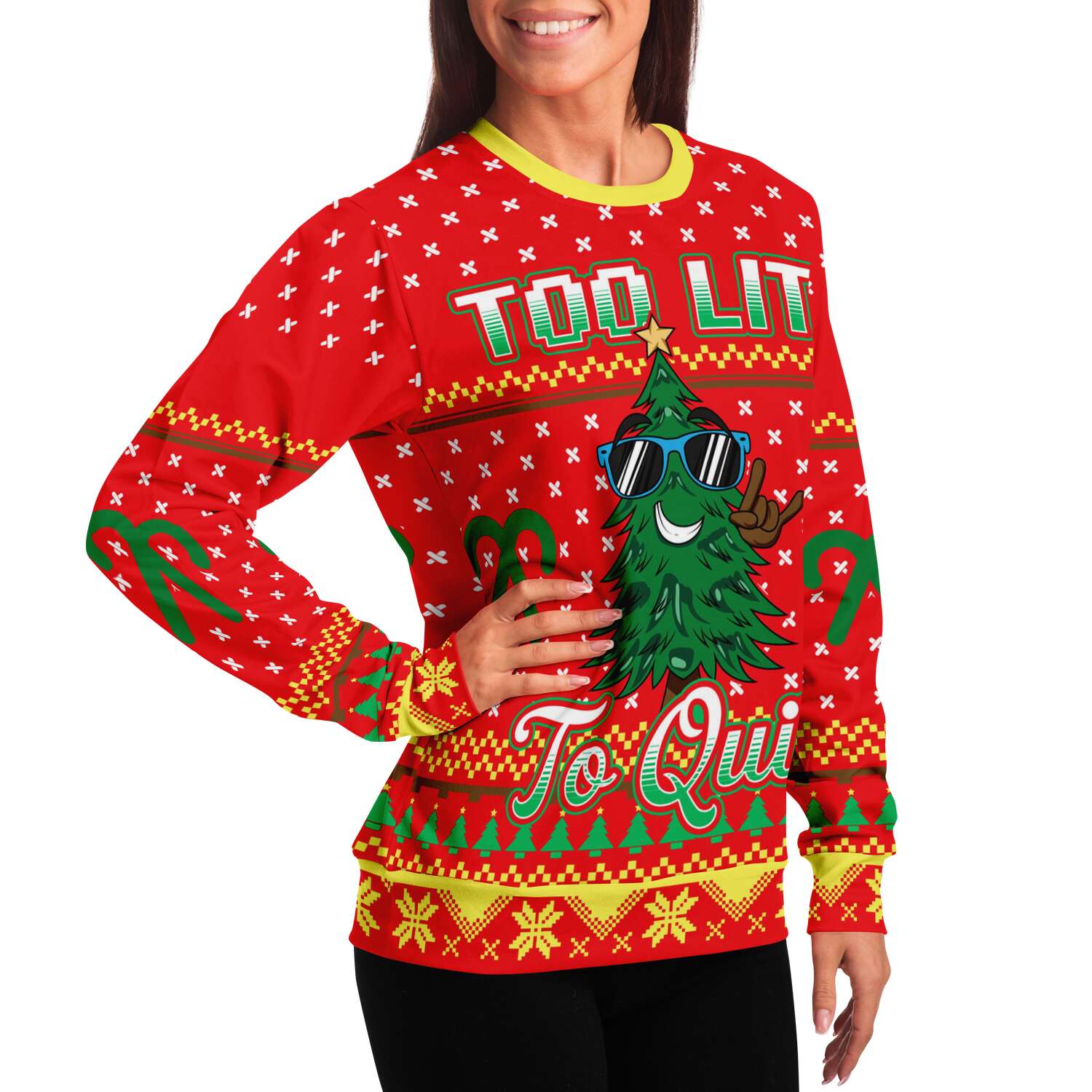 Too Lit To Quit Ugly Christmas Sweater-grizzshop