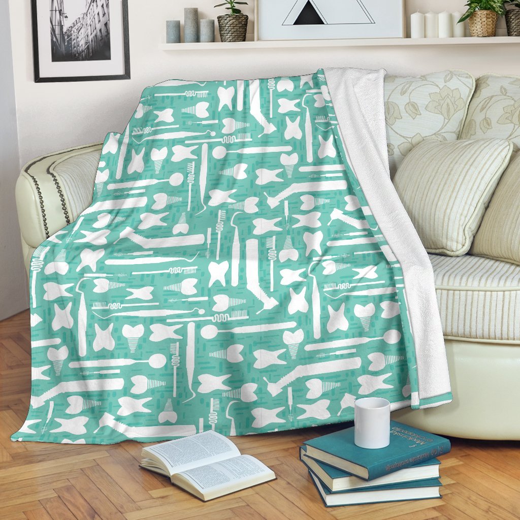 Tooth Dental Dentist Dentistry Pattern Print Blanket-grizzshop