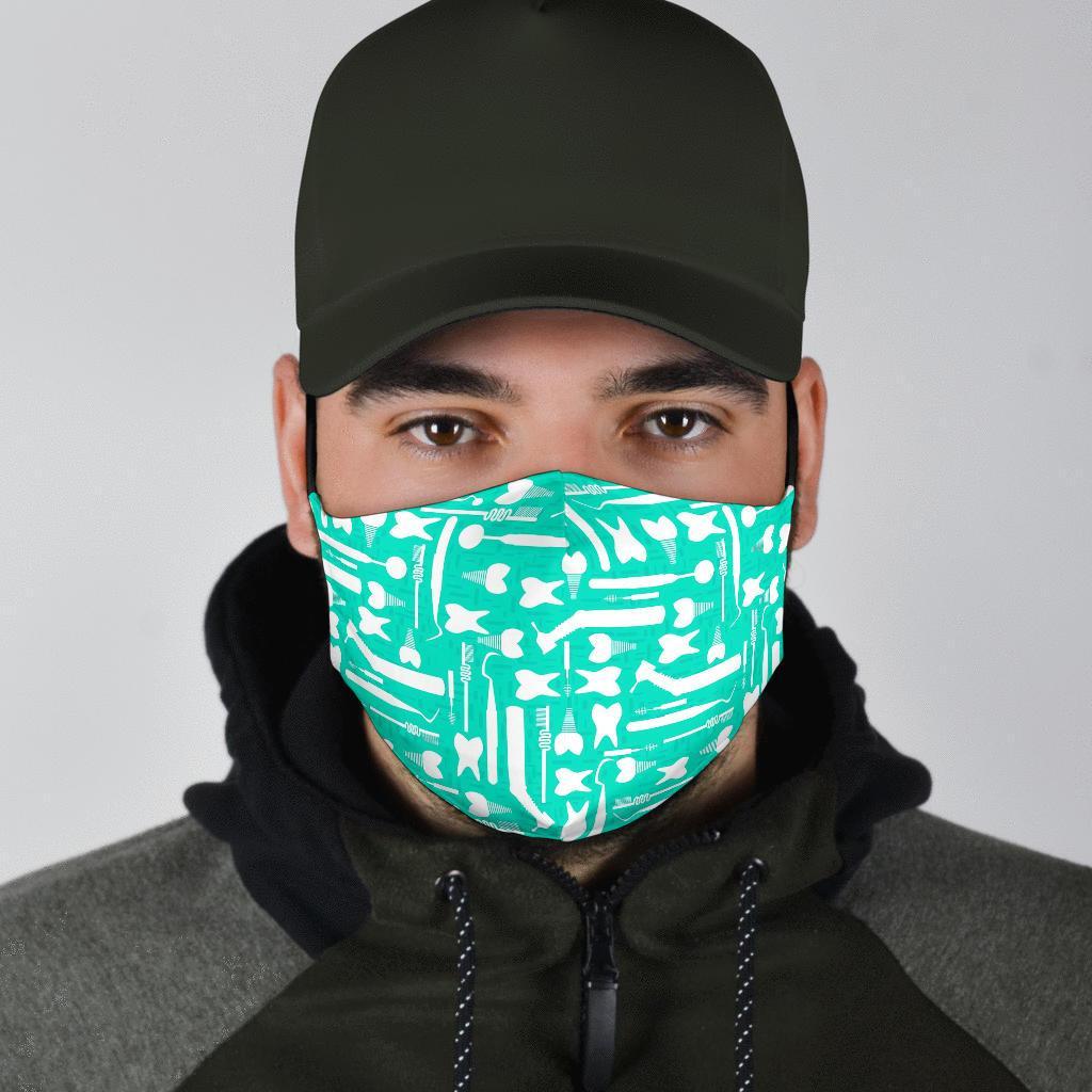 Tooth Dental Dentist Dentistry Pattern Print Face Mask-grizzshop