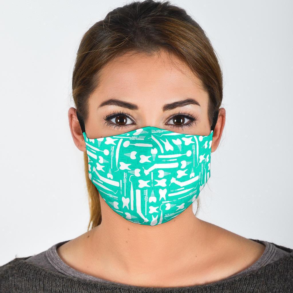 Tooth Dental Dentist Dentistry Pattern Print Face Mask-grizzshop