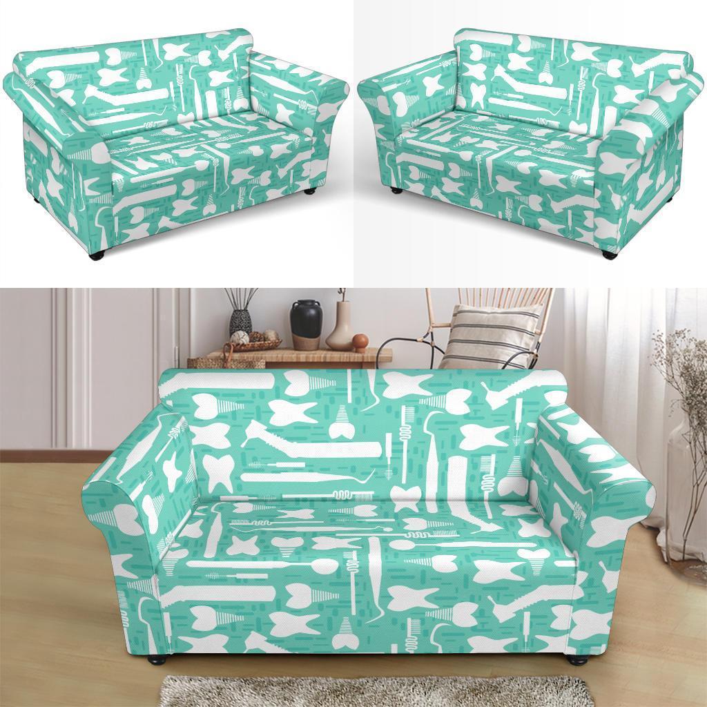 Tooth Dental Dentist Dentistry Pattern Print Loveseat Cover-grizzshop