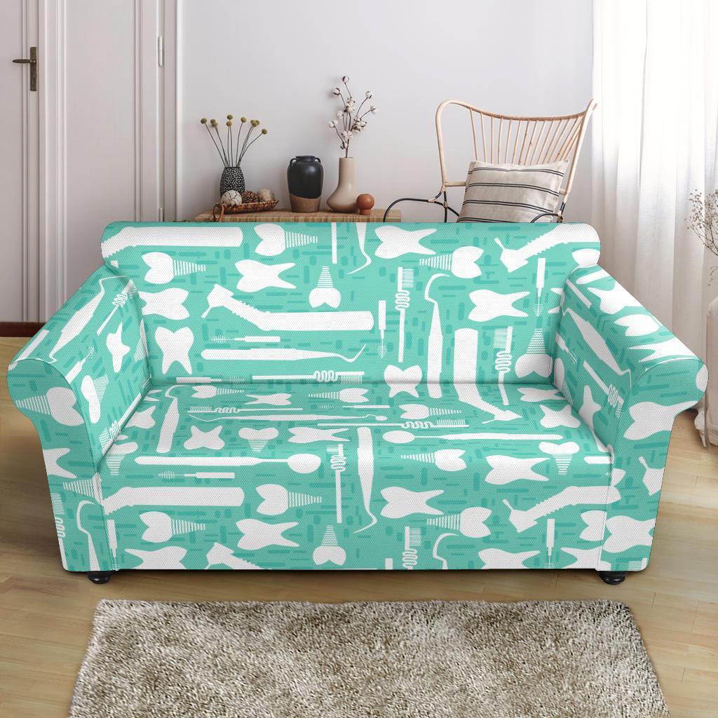 Tooth Dental Dentist Dentistry Pattern Print Loveseat Cover-grizzshop