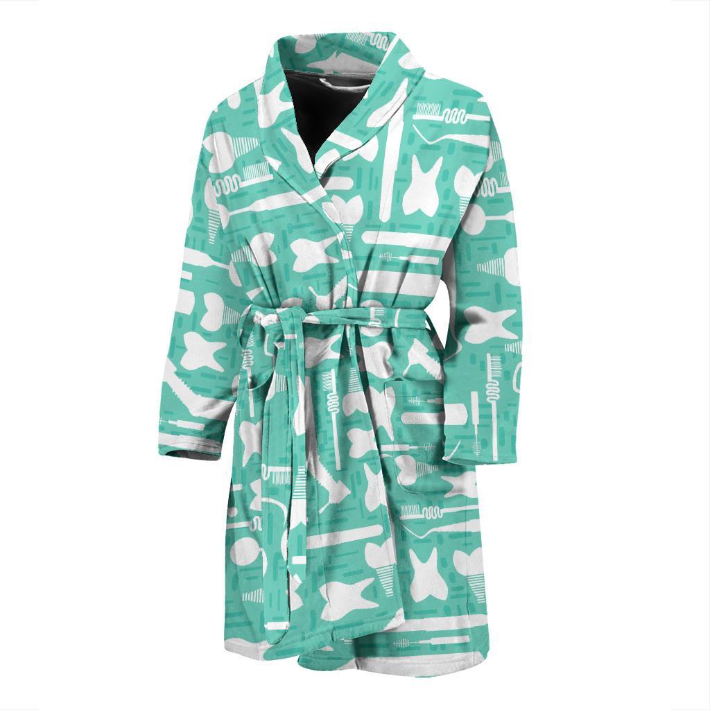 Tooth Dental Dentist Dentistry Pattern Print Men Long Robe-grizzshop