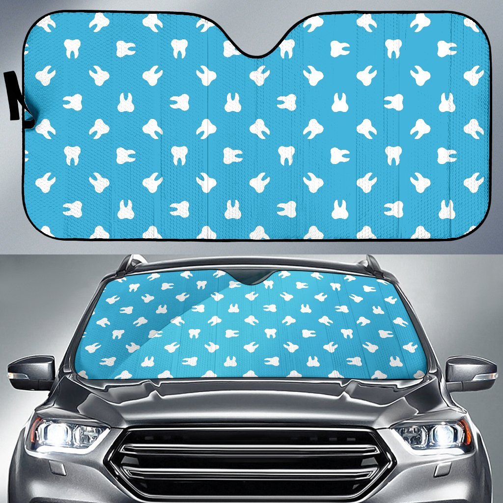 Tooth Dentistry Dentist Dental Pattern Print Car Sun Shade-grizzshop