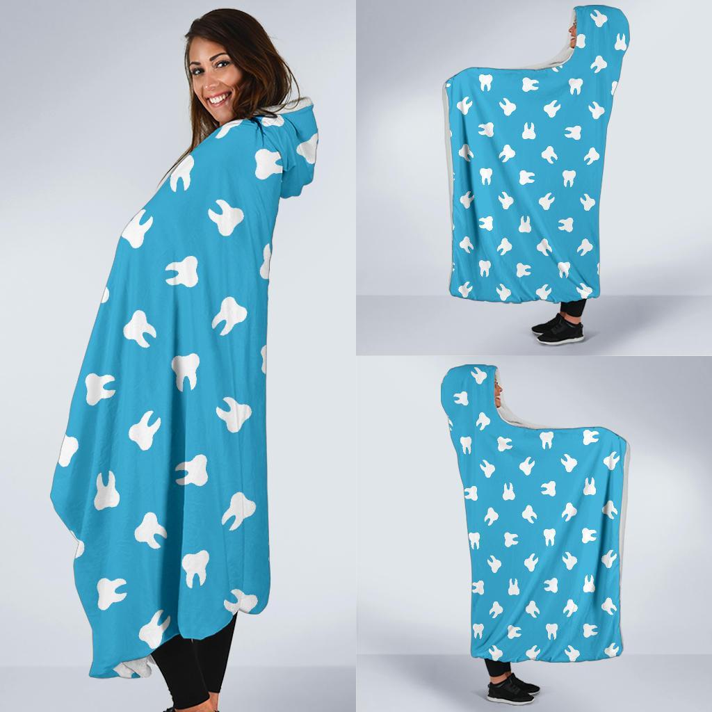 Tooth Dentistry Dentist Dental Pattern Print Hooded Blanket-grizzshop