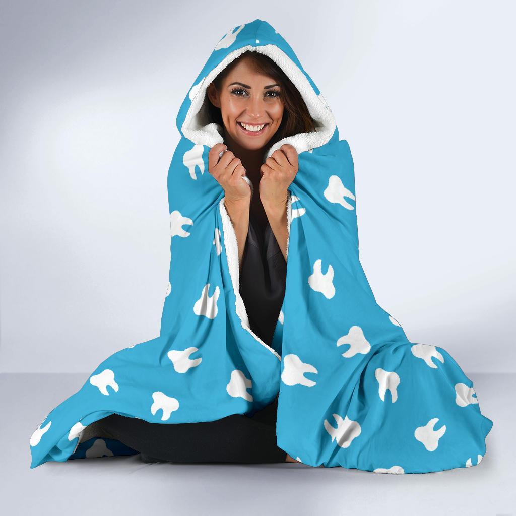 Tooth Dentistry Dentist Dental Pattern Print Hooded Blanket-grizzshop