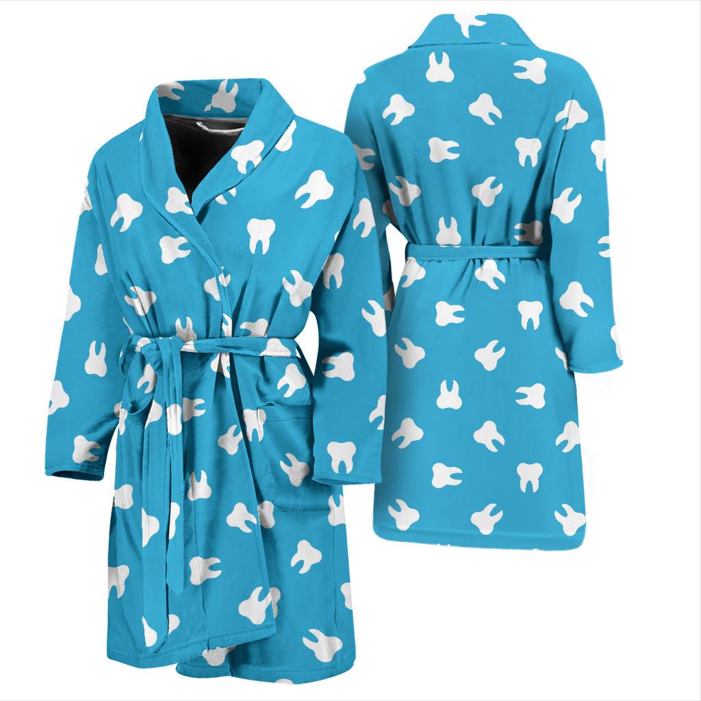 Tooth Dentistry Dentist Dental Pattern Print Men Long Robe-grizzshop