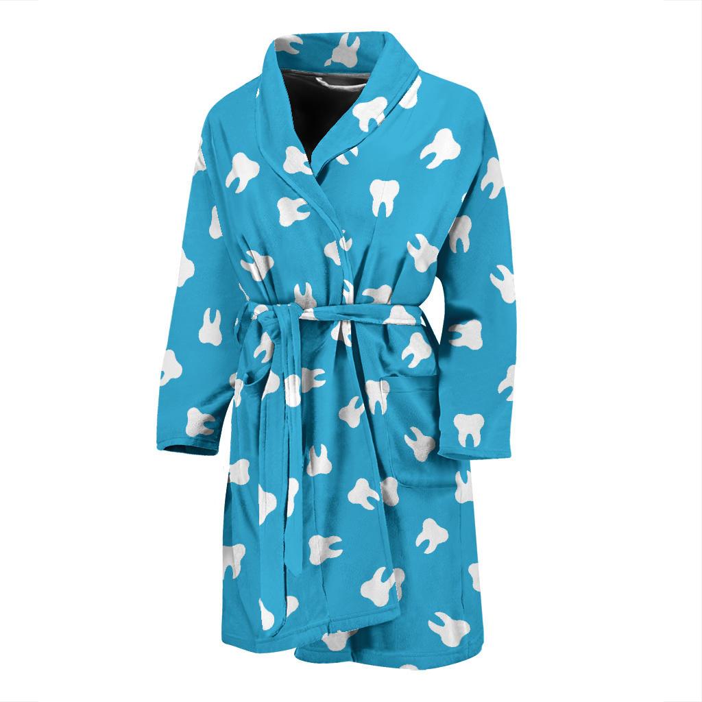 Tooth Dentistry Dentist Dental Pattern Print Men Long Robe-grizzshop