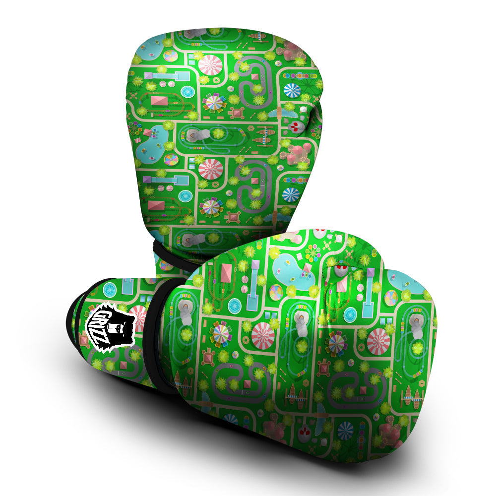 Top View Amusement Park Print Pattern Boxing Gloves-grizzshop