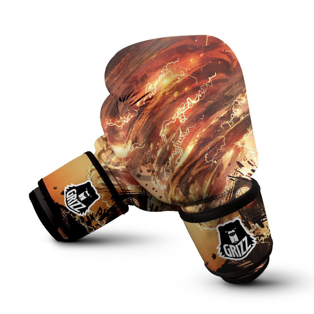 Tornado Destroy Watercolor Print Boxing Gloves-grizzshop
