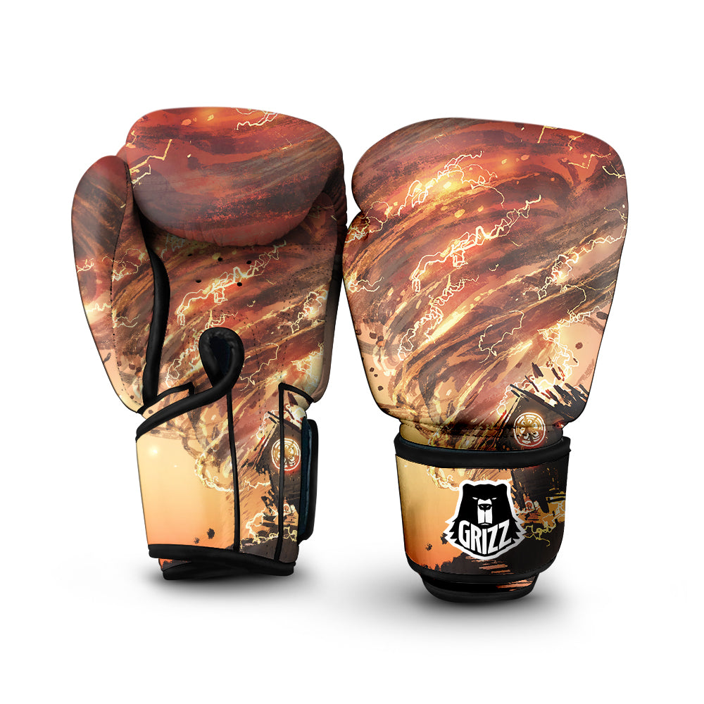 Tornado Destroy Watercolor Print Boxing Gloves-grizzshop