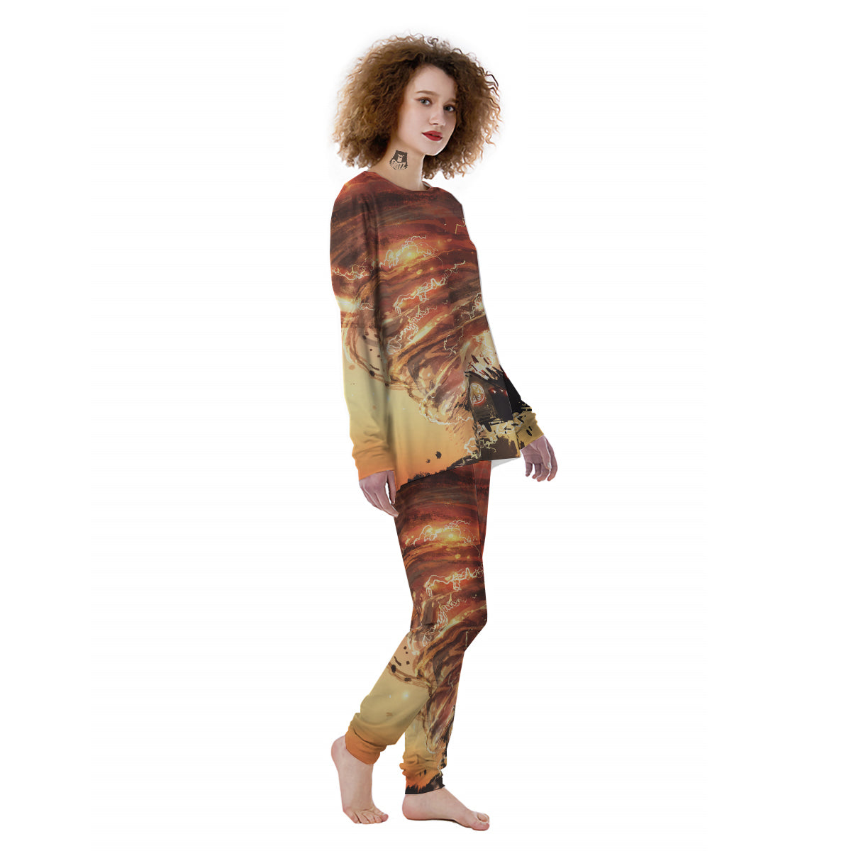 Tornado Destroy Watercolor Print Women's Pajamas-grizzshop
