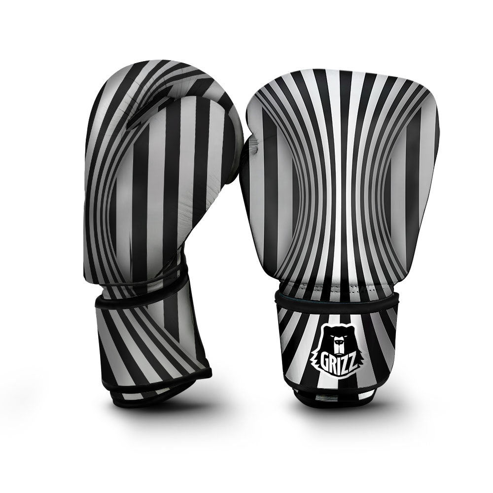 Torus Illusion White And Black Print Boxing Gloves-grizzshop