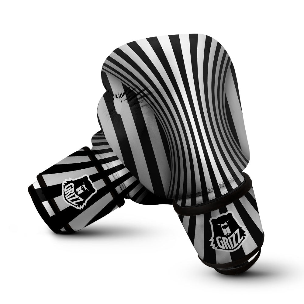 Torus Illusion White And Black Print Boxing Gloves-grizzshop