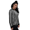 Torus Illusion White And Black Print Women's Bomber Jacket-grizzshop