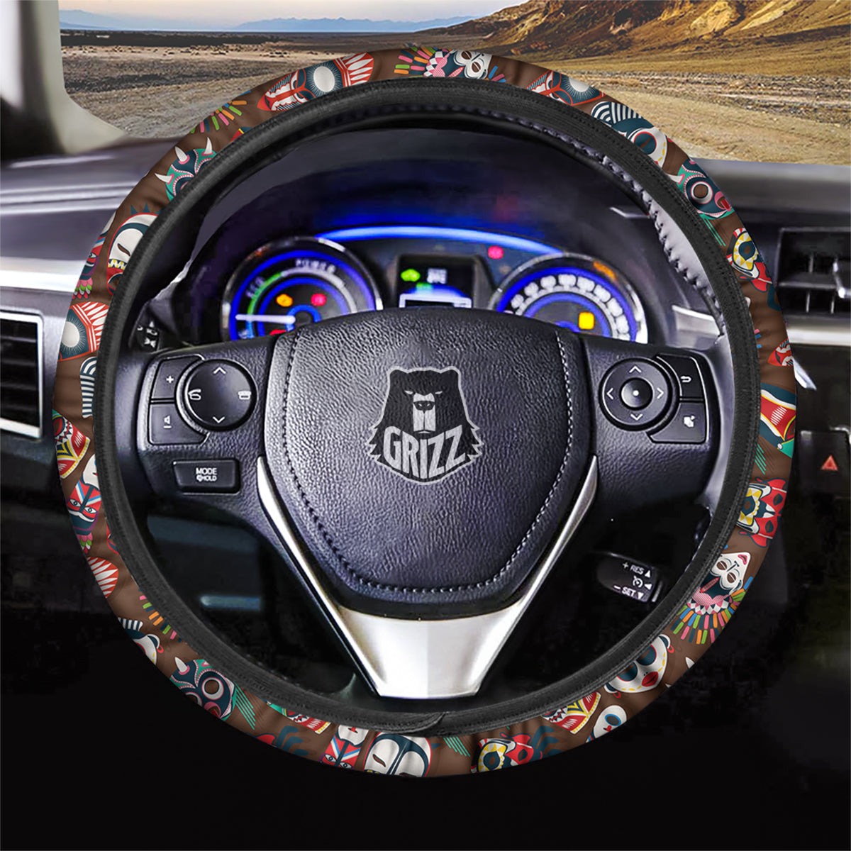 Totem And Mask African Print Pattern Car Steering Wheel Cover-grizzshop