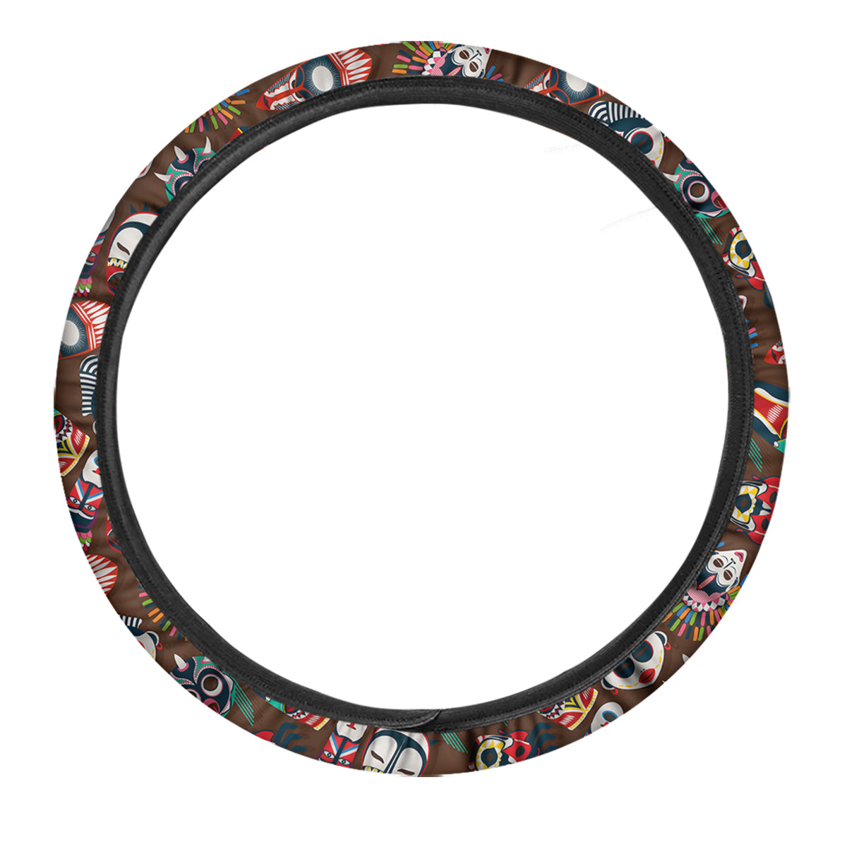 Totem And Mask African Print Pattern Car Steering Wheel Cover-grizzshop
