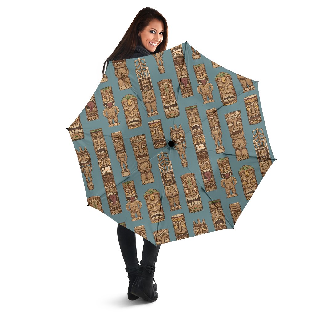 Totem Aztec Pattern Print Automatic Foldable Umbrella-grizzshop