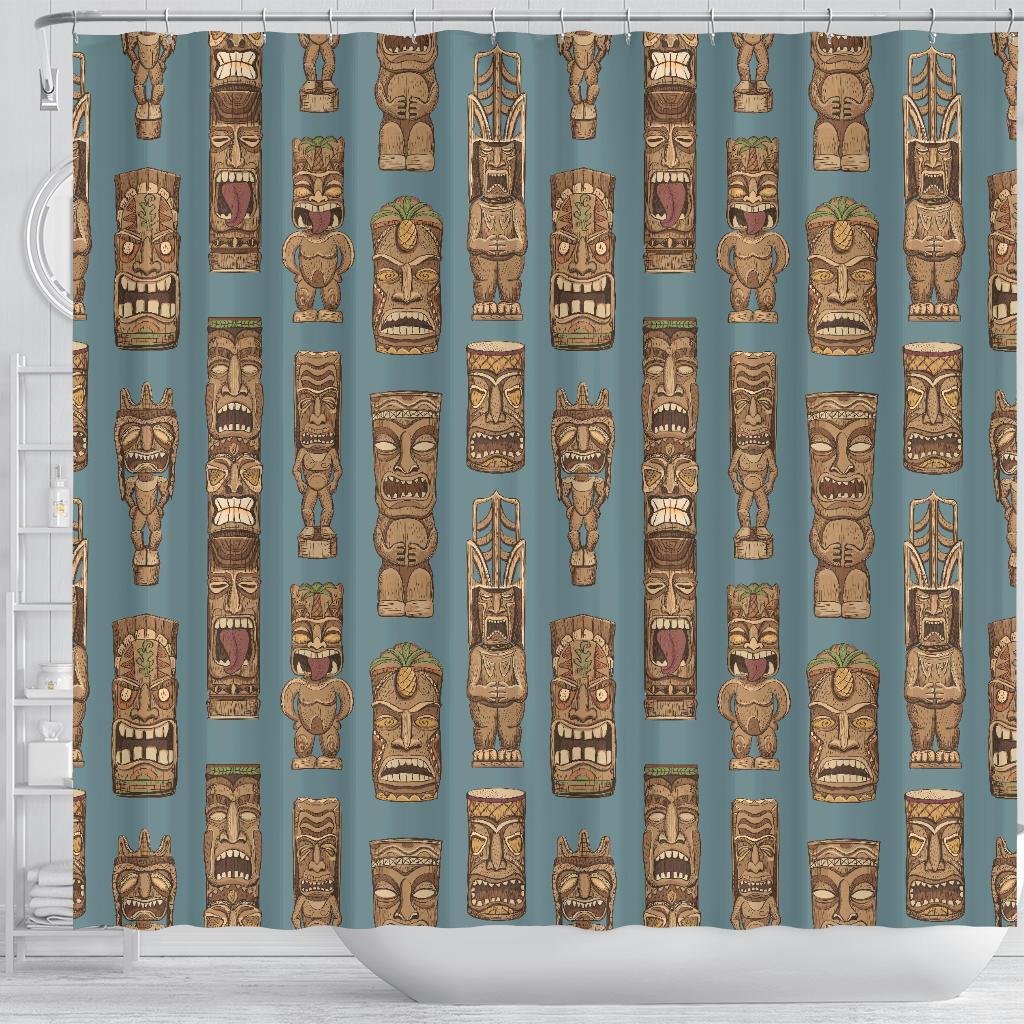 Totem Aztec Pattern Print Bathroom Shower Curtain-grizzshop