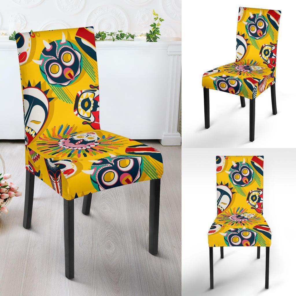 Totem Mask Pattern Print Chair Cover-grizzshop