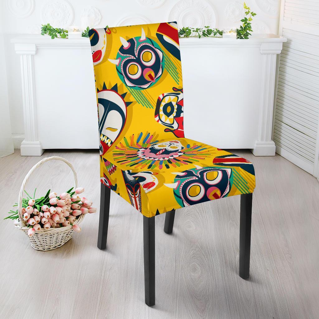 Totem Mask Pattern Print Chair Cover-grizzshop