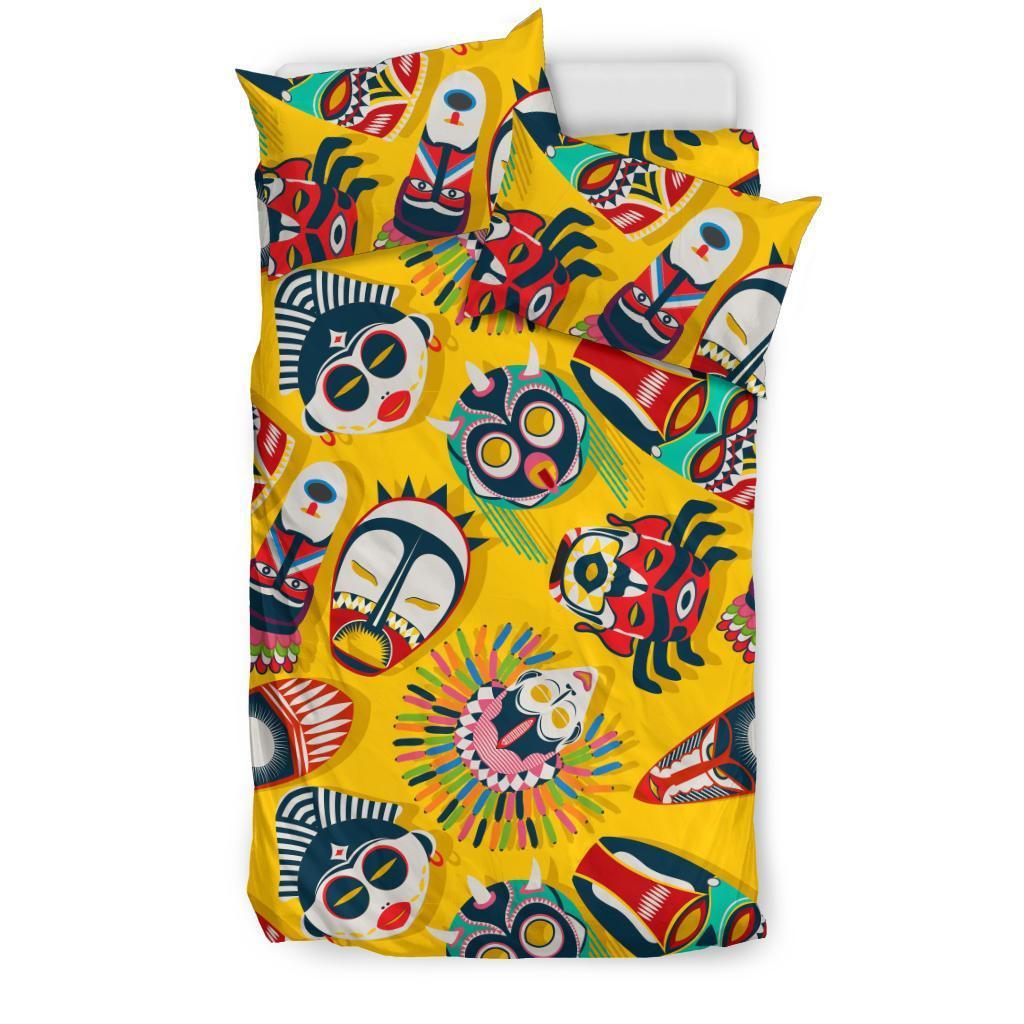 Totem Mask Pattern Print Duvet Cover Bedding Set-grizzshop