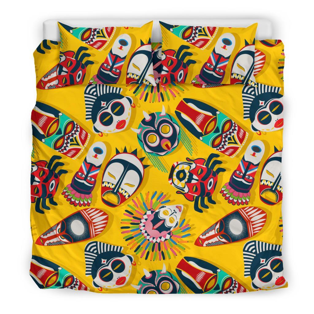 Totem Mask Pattern Print Duvet Cover Bedding Set-grizzshop