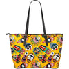 Totem Mask Pattern Print Leather Tote Bag-grizzshop