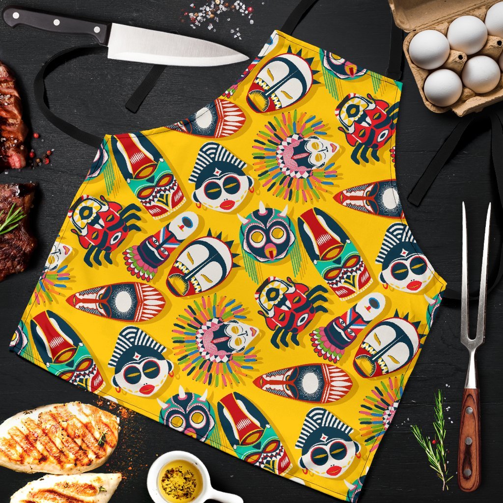 Totem Mask Pattern Print Men's Apron-grizzshop