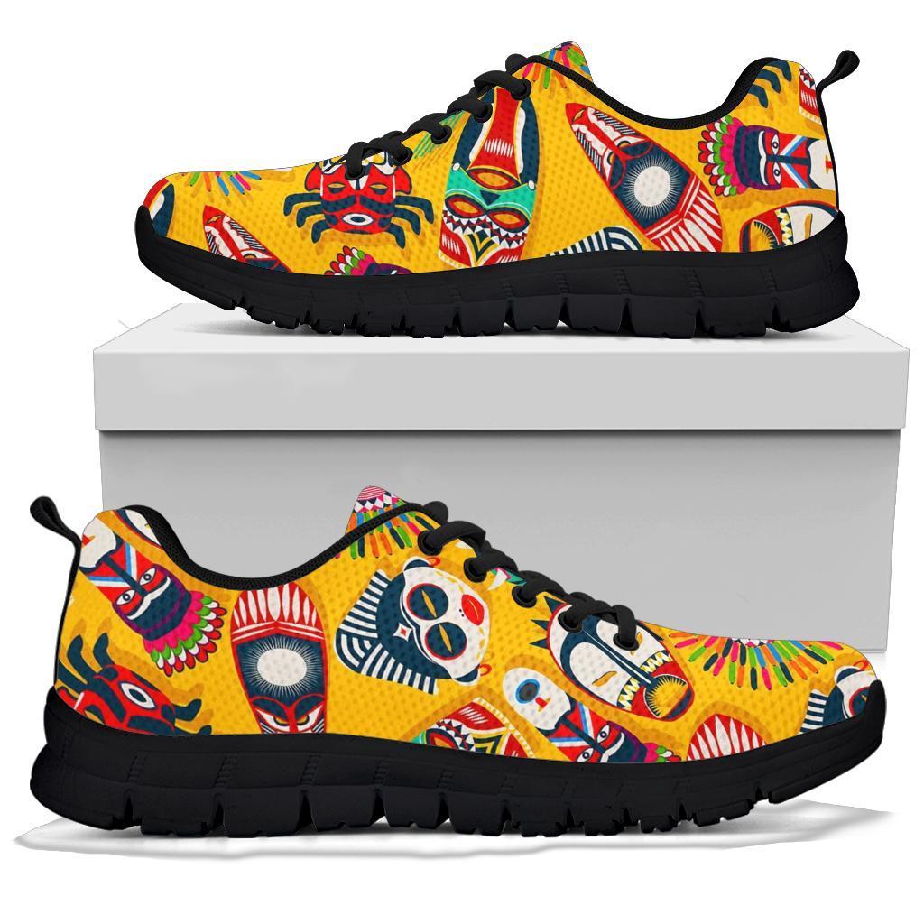 Totem Mask Pattern Print Sneaker Shoes For Men Women-grizzshop