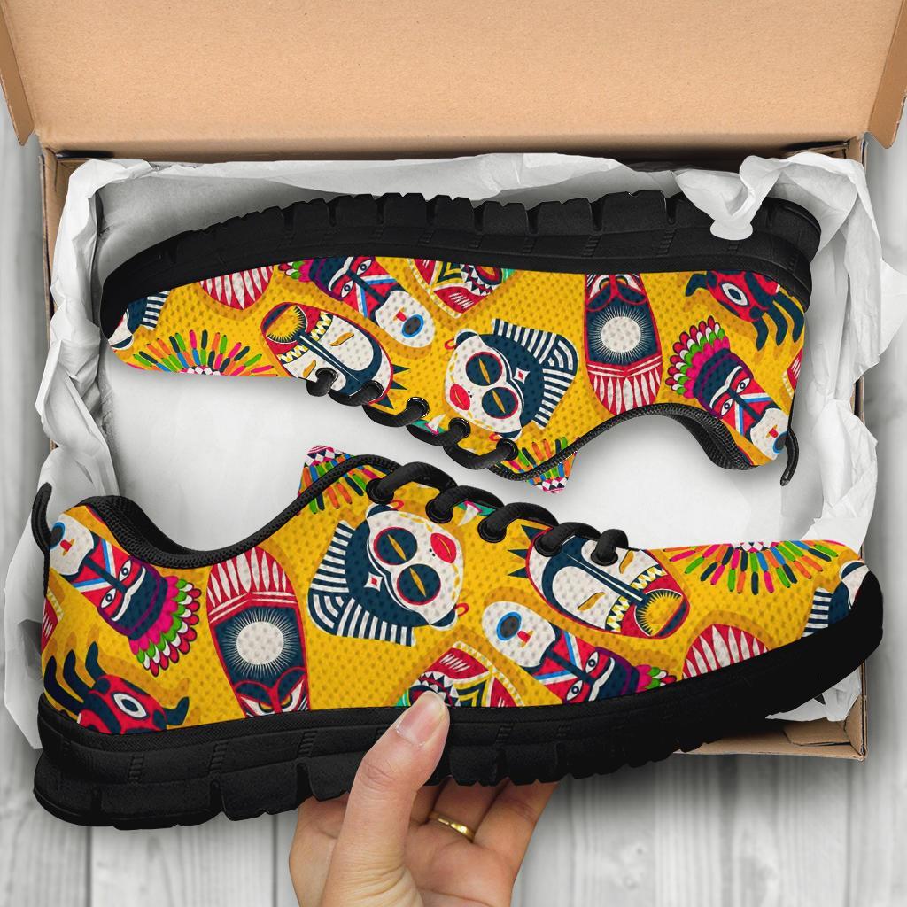 Totem Mask Pattern Print Sneaker Shoes For Men Women-grizzshop