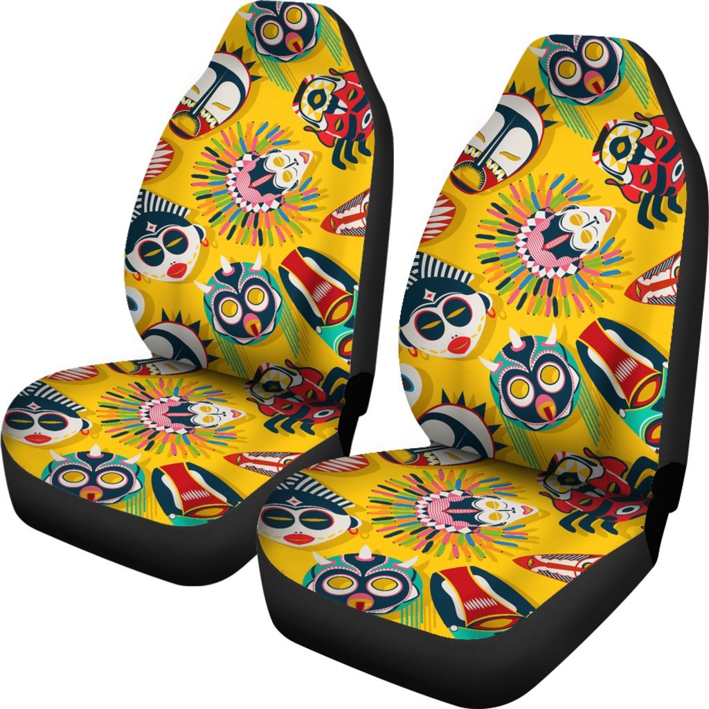 Totem Mask Pattern Print Universal Fit Car Seat Covers-grizzshop