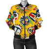 Totem Mask Pattern Print Women Casual Bomber Jacket-grizzshop