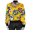 Totem Mask Pattern Print Women Casual Bomber Jacket-grizzshop