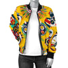 Totem Mask Pattern Print Women Casual Bomber Jacket-grizzshop