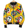 Totem Mask Pattern Print Women Casual Bomber Jacket-grizzshop