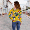 Totem Mask Pattern Print Women Off Shoulder Sweatshirt-grizzshop