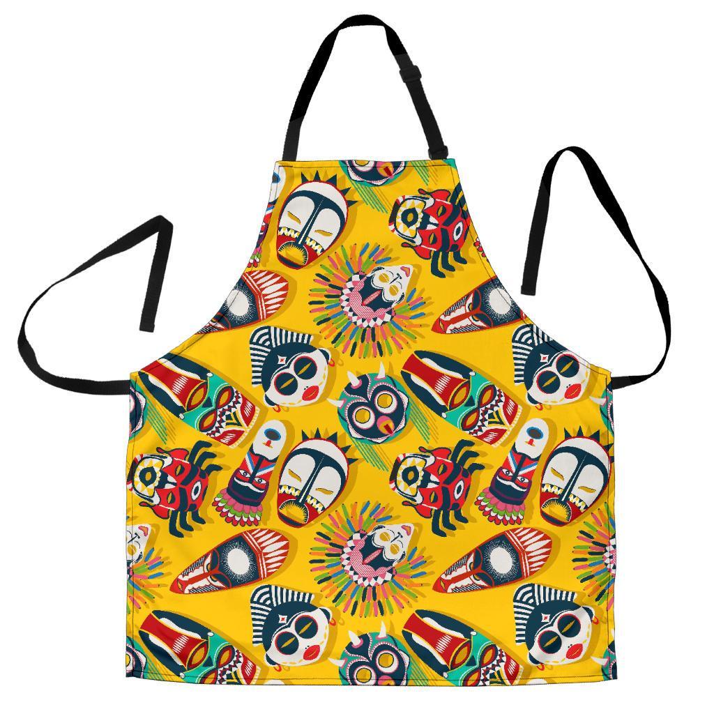 Totem Mask Pattern Print Women's Apron-grizzshop