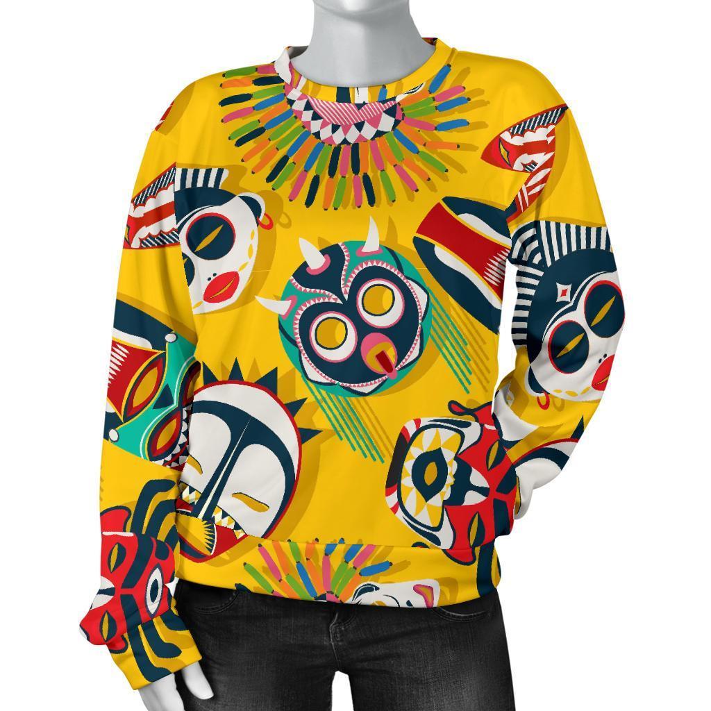 Totem Mask Pattern Print Women's Sweatshirt-grizzshop