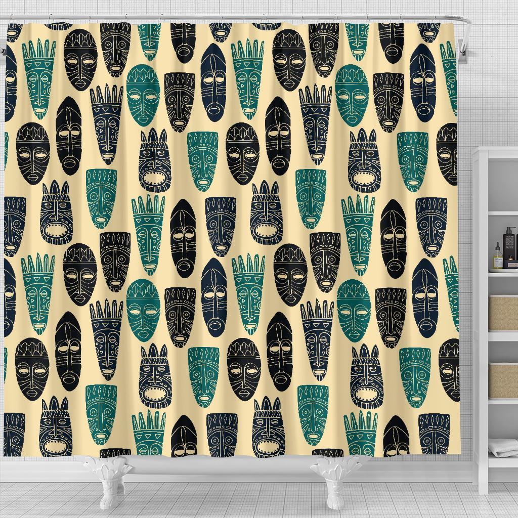 Totem Mask Print Pattern Bathroom Shower Curtain-grizzshop