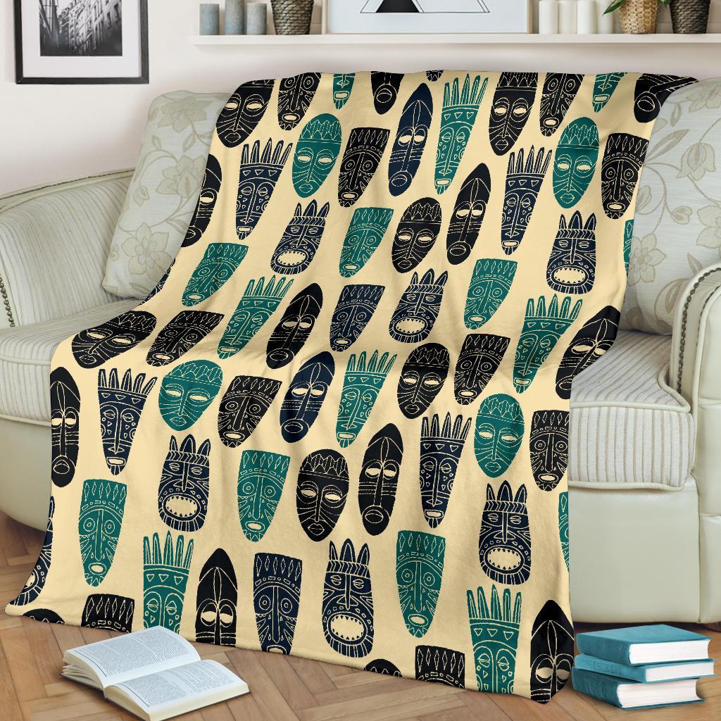 Totem Mask Print Pattern Blanket-grizzshop