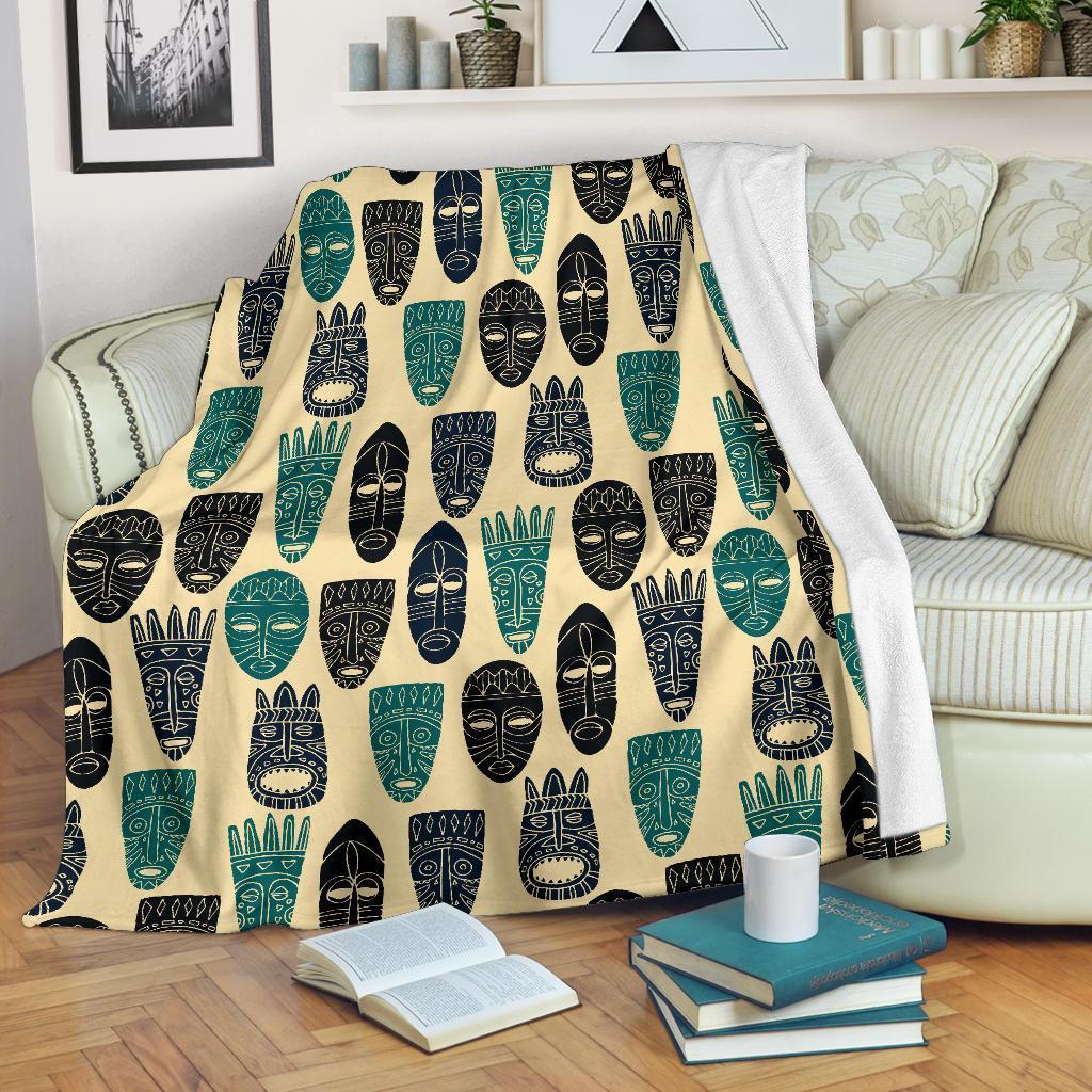 Totem Mask Print Pattern Blanket-grizzshop