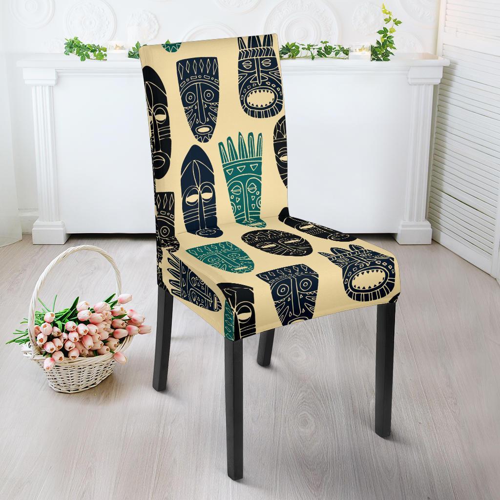 Totem Mask Print Pattern Chair Cover-grizzshop