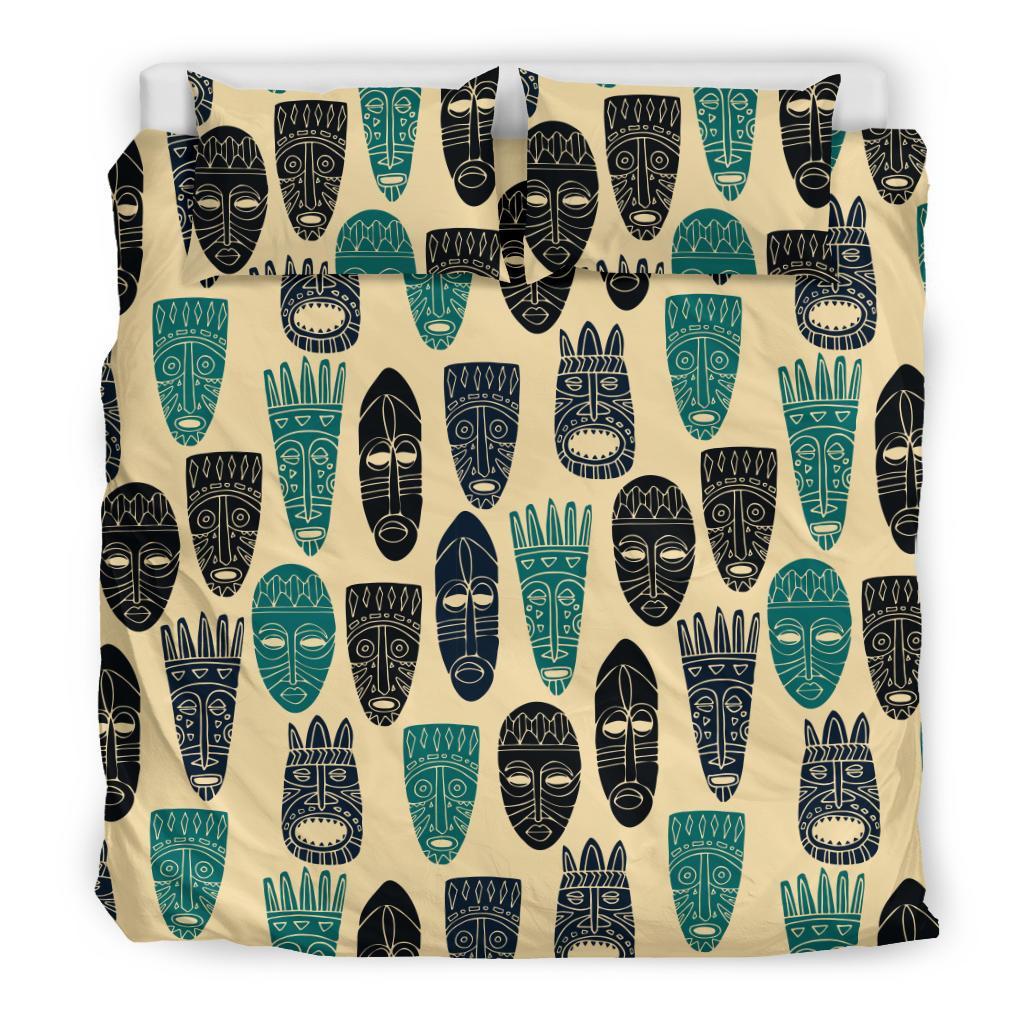 Totem Mask Print Pattern Duvet Cover Bedding Set-grizzshop