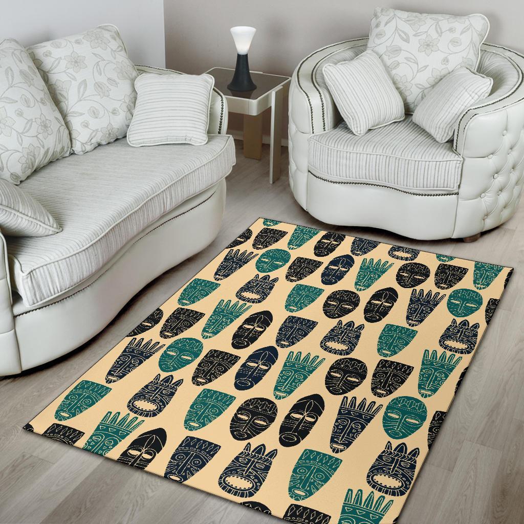 Totem Mask Print Pattern Floor Mat-grizzshop