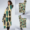 Totem Mask Print Pattern Hooded Blanket-grizzshop