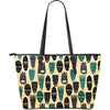 Totem Mask Print Pattern Leather Tote Bag-grizzshop